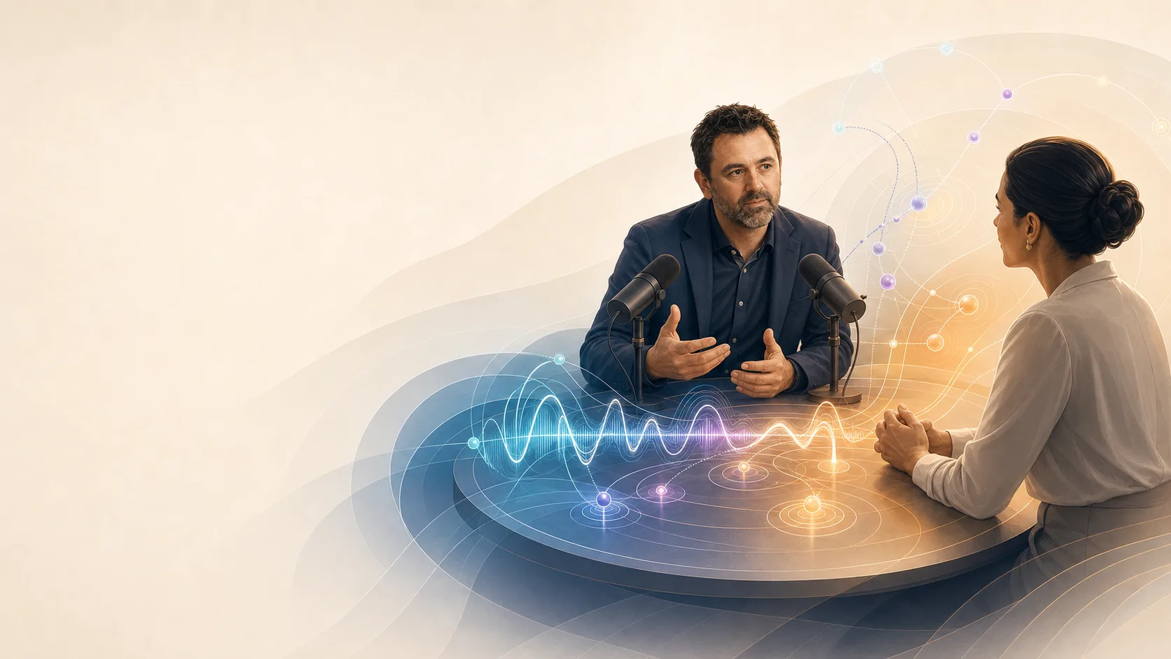 Dr Darren Stevens in a podcast conversation where spoken ideas become visible patterns of thought and awareness