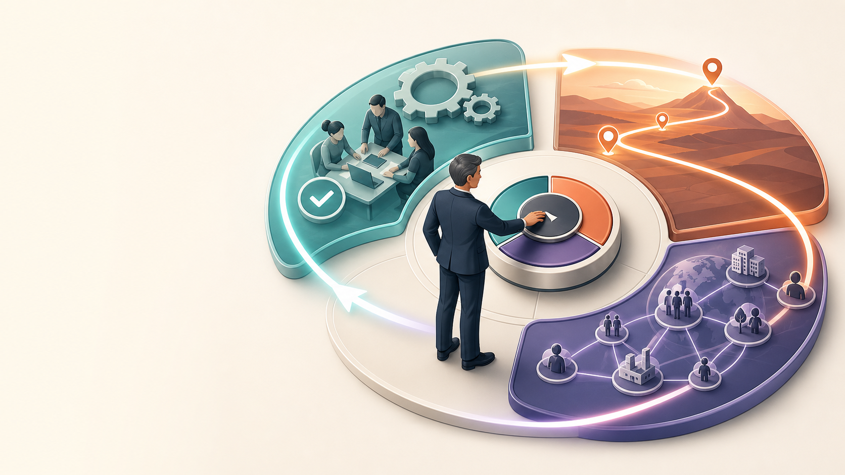 A leader deliberately switching between operational, strategic and systemic leadership modes