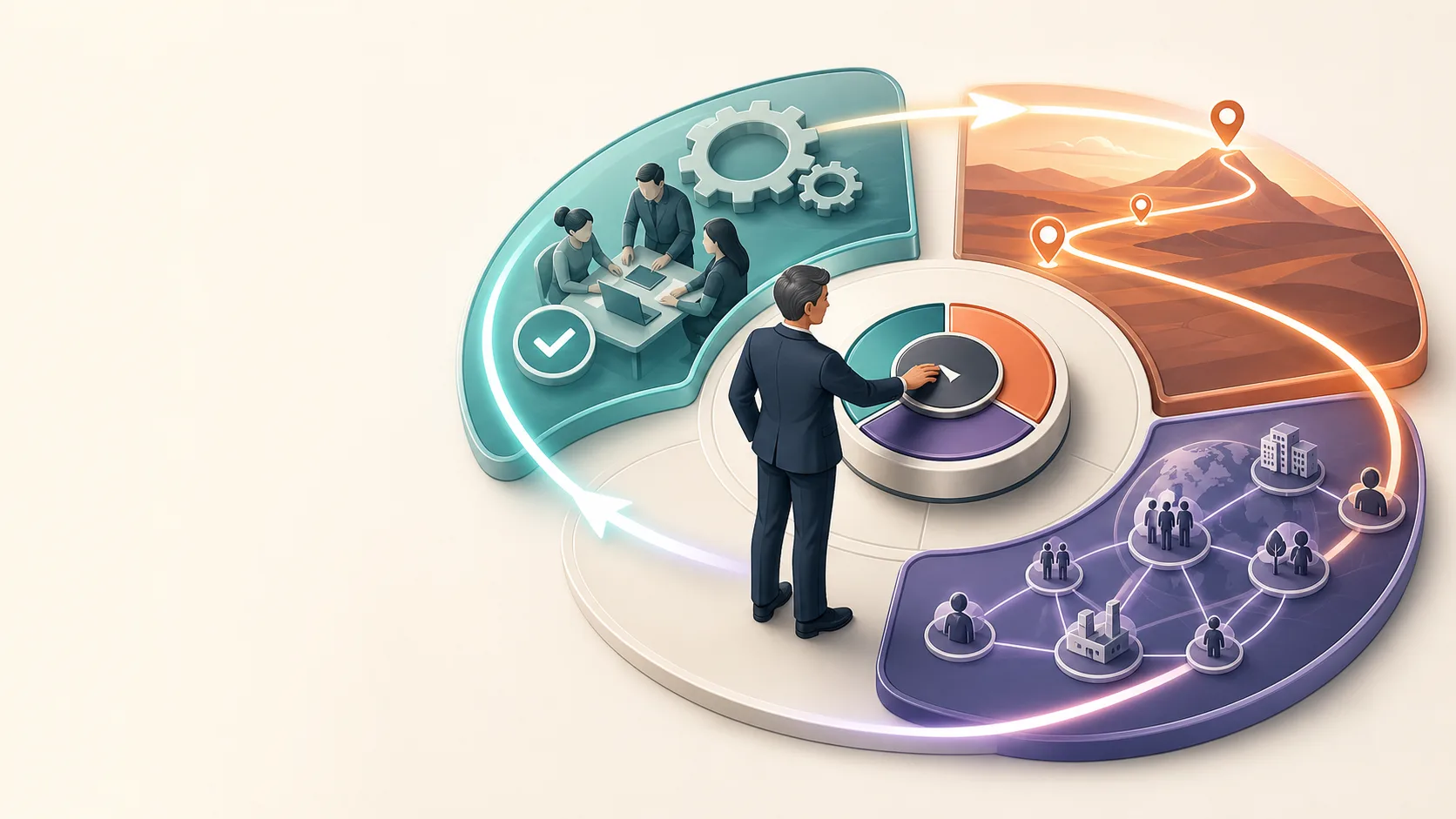 A leader deliberately switching between operational, strategic and systemic leadership modes